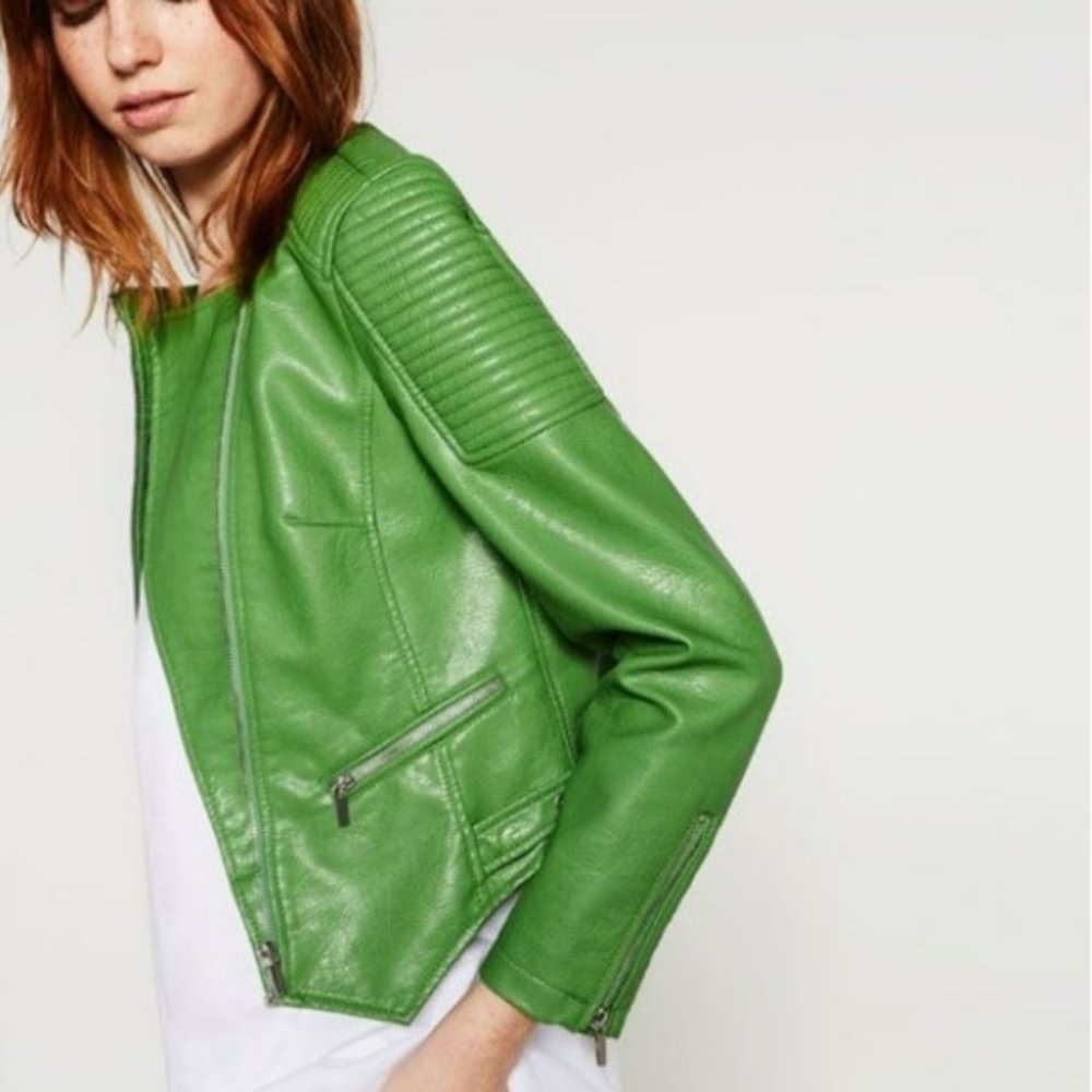 Zara VEGAN LEATHER BIKER JACKET